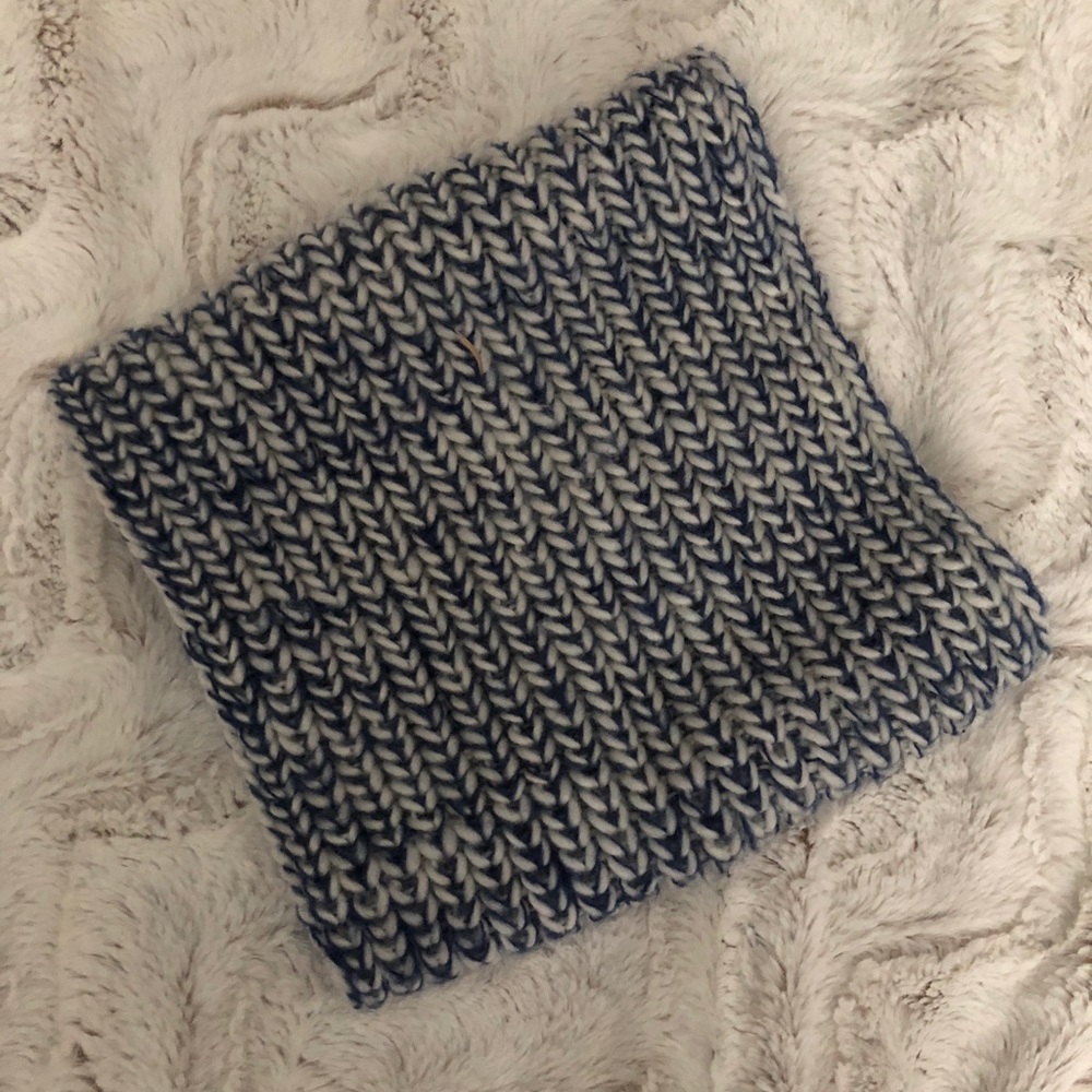 Blue crotchet infinity scarf